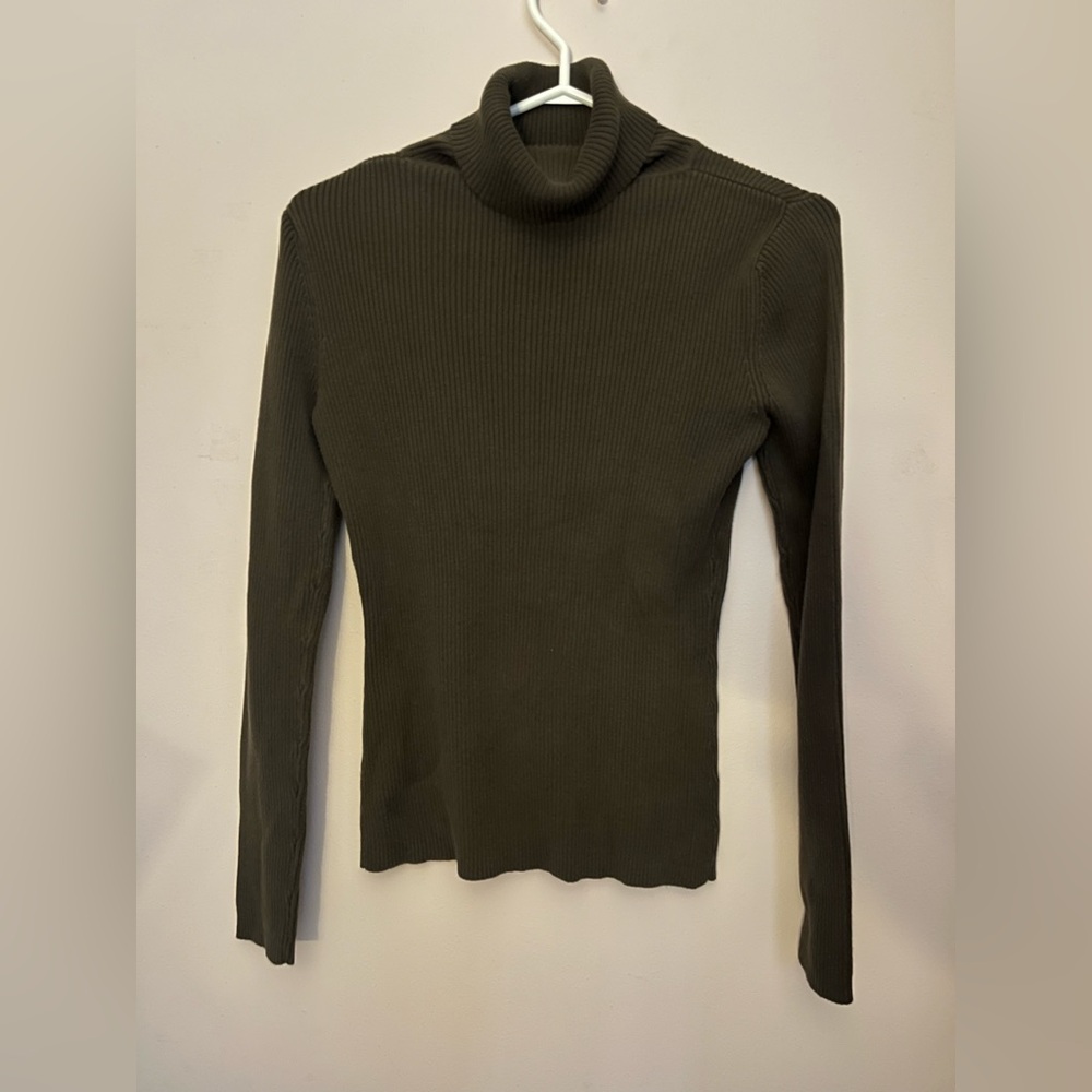 army green stretchy ribbed turtleneck